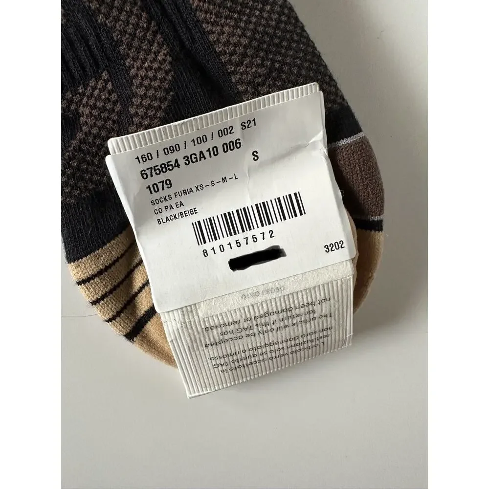 NWT Gucci GG Black/Beige Socks Size S (18-20 cm) Made in Italy 675854
